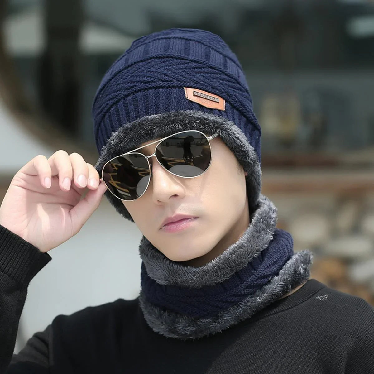 Winter Knitting Skull Cap and Neck Scarf Wool Warm (Special Offer Buy 1 get 1 free)