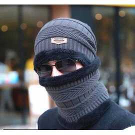Winter Knitting Skull Cap and Neck Scarf Wool Warm